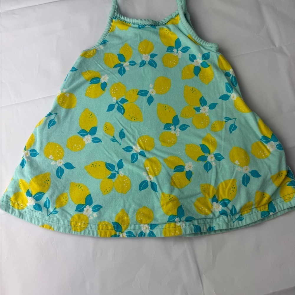 Polarn O. Pyret Lemon Print Dress - Yellow and Blue
